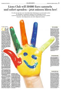 Zeitungsartikel über die Hildesheimer Spendenwette